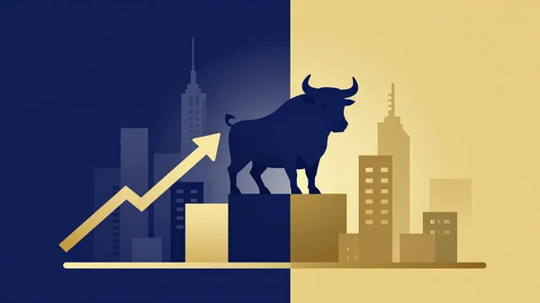 한국 증시 상승세 황소 일러스트