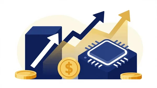 주식 시장 상승 흐름 반도체 칩 심볼 일러스트 2