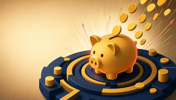 배당 ETF 분산투자 구조 일러스트 — 동전과 바구니 메타포